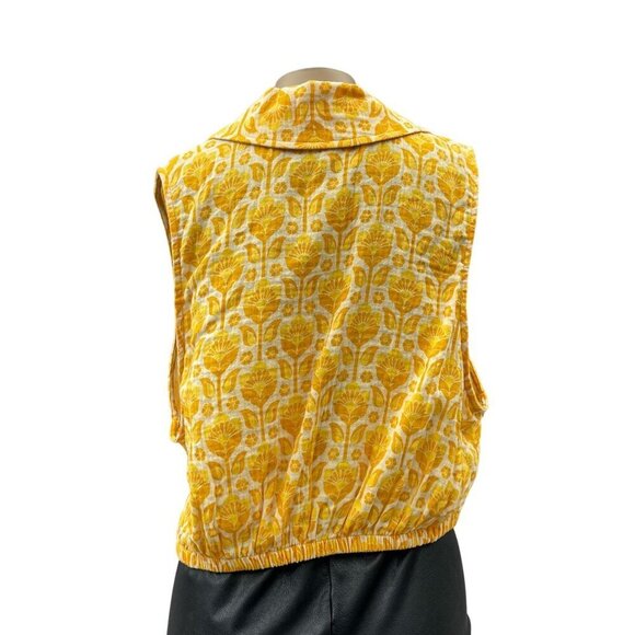 Show Me Your Mumu Camden Collared Button Sleeveless Yellow Floral Top Women XL - Picture 5 of 15